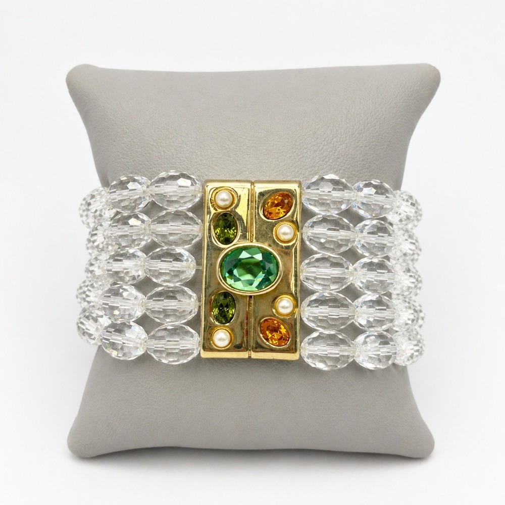 Francesca Visconti Multi Strand Vintage Glam Crystal Stretch Bracelet Boho Y2K